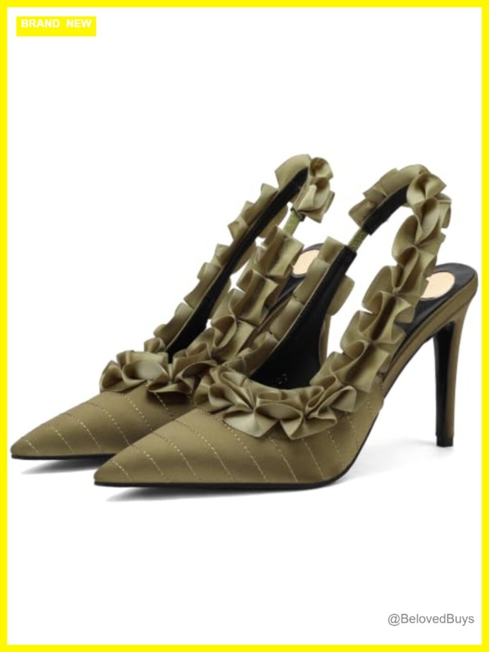Faux Leather Quilted Pointed Toe Slingback Stiletto Heel Pumps